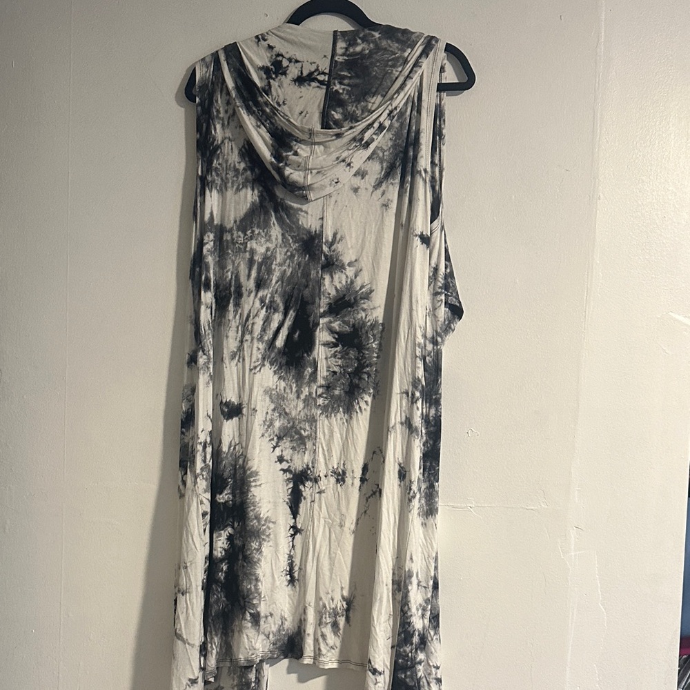 Sleeveless Hooded Tie-Dye Duster Vest - Picture 4 of 5